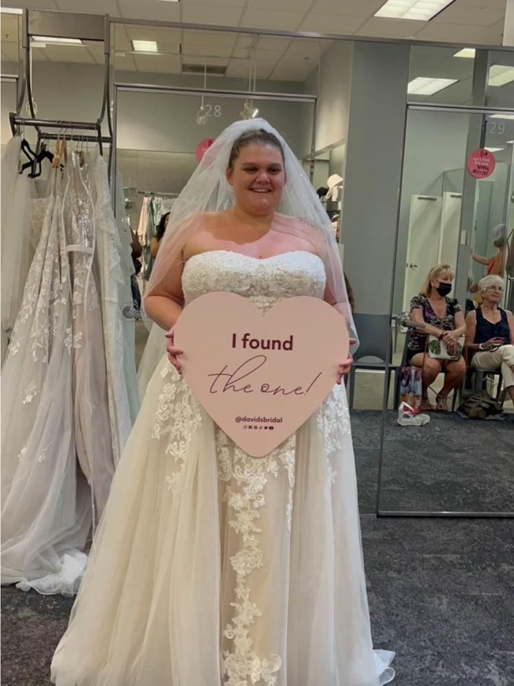 David's Bridal Strapless Lace A-Line Wedding Dress - Ivory/Cream